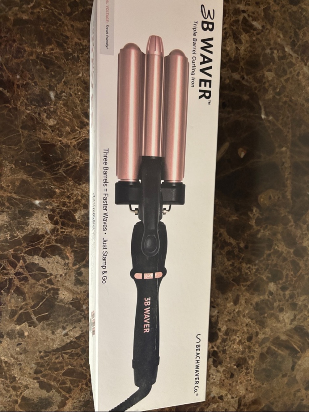 The Beachwaver Co. 3B Waver Triple Barrel Styling Iron in Rose Gold and Black